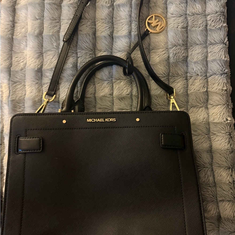 Michael Kors Black Satchel with Gold Accents